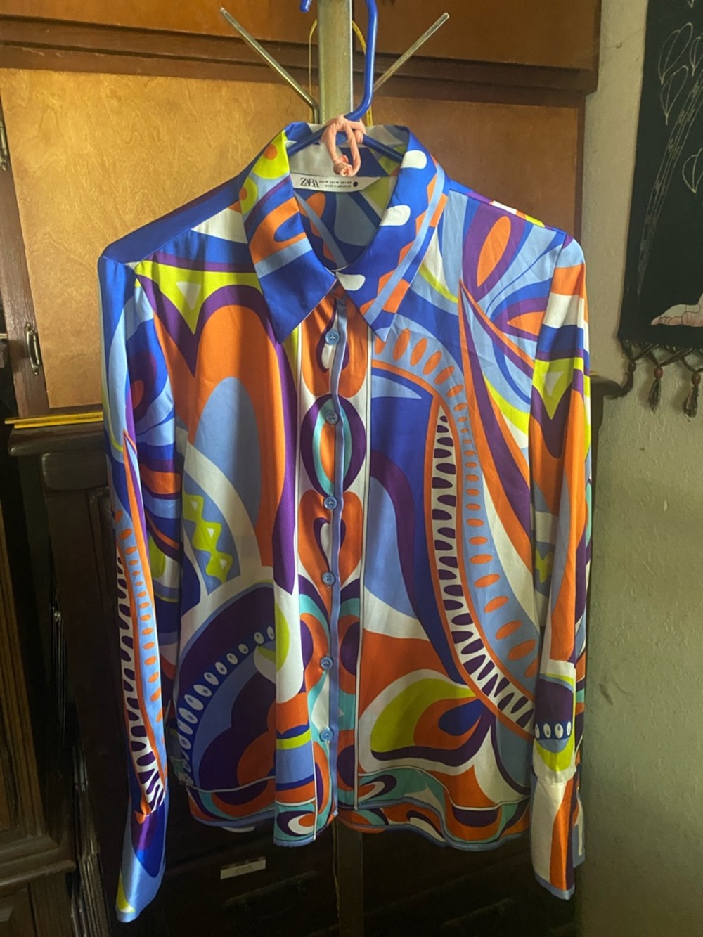 ZARA Vibrant Multi-Color Printed Button-Up Shirt